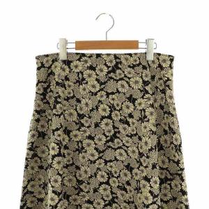 KUMIKYOKU 組曲 × setsuko sagittaire フラワープリントフレアースカート 6 ブラック ライトベージュ