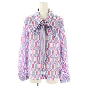 24AW ジオメトリックラインプリントブラウス 長袖 38 ラベンダー /HK OS