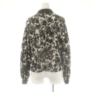 GRACE CONTINENTAL フラワーフロッキープリントトップ ブラウス シャツ 36 黒 白 /CX OS