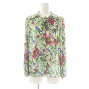 フラワープリントフリルトップ ブラウス 36 ライム マルチカラー /CX OS