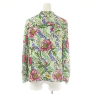 GRACE CONTINENTAL フラワープリントフリルトップ ブラウス 36 ライム マルチカラー /CX OS