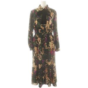 ローズオーナメントプリントワンピース 36 ブラック