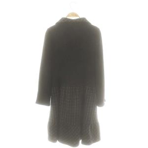 M'S GRACY ウール混ジップアップチェック切替ワンピース 40 ブラック オフホワイト /DO OS