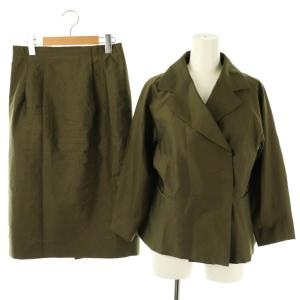 スーツ セットアップ 七分袖 テーラードジャケット タイトスカート 9 緑 /MI OS