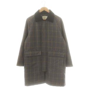 ハンティング コート アウター 中綿 ジップアップ スナップボタン チェック 2 グレー 黒 青 /NR