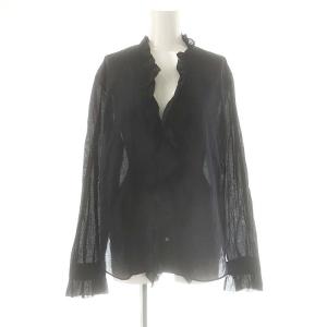 24SS インドコットンフリルシャツ シアー F ブラック /DO OS SH