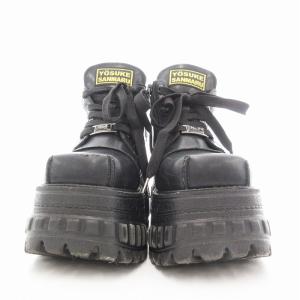 YOSUKE 30 SANMARU 2601125 厚底スニーカー スクエアトゥ 24.5cm 黒 ブラック /UO