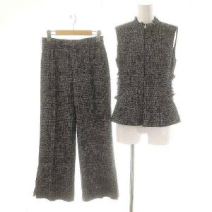 24AW Tweed Top Tweed Pants セットアップ 上下 トップス ベスト 前開き ジップアップ