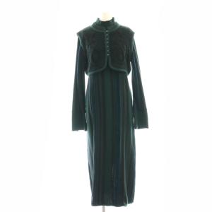 エンブロイダリーストライプワンピース ベスト セット FREE 緑 黒 /MI OS