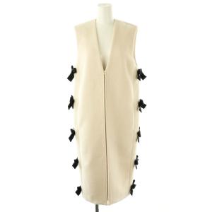 23AW サイドリボンジレワンピース ジャンパースカート S ピンクベージュ 黒 /MI OS