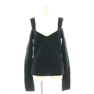 オフショルダー リブニット セーター S ブラック