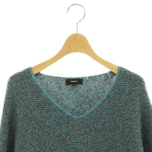 Theory CASHMERE KARENIA MOULINE カシミヤ ニット セーター ミックスニット S 青 ベージュ