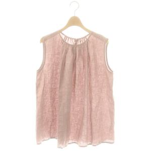 リネンノースリーブブラウス プルオーバー ピンクベージュ /DO OS