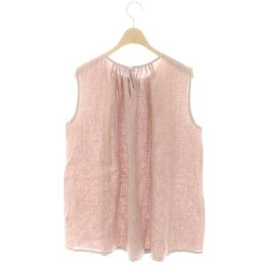 fog linen work リネンノースリーブブラウス プルオーバー ピンクベージュ /DO OS