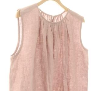 fog linen work リネンノースリーブブラウス プルオーバー ピンクベージュ /DO OS