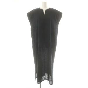 リネンキーネックワンピース フレンチスリーブ ダークネイビー /DO OS