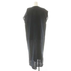 fog linen work リネンキーネックワンピース フレンチスリーブ ダークネイビー /DO OS