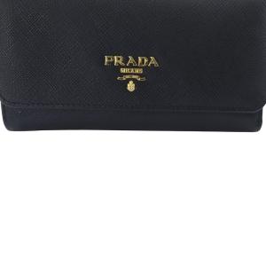 PRADA 三つ折り 財布 レザー ロゴ 黒 ブラック /SR8 OH