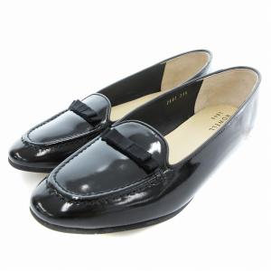 idea ローファー スリッポン エナメル リボン 23.5cm 黒 ブラック /JS