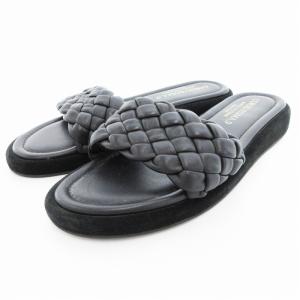 サンダル 編み込み フラット 39 黒 ブラック /UO
