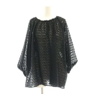 24AW【洗える】へアリ?カットジャカード ブラウス 七分袖 11 黒 ブラック /AT OS