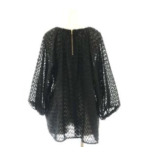 23区 24AW【洗える】へアリ?カットジャカード ブラウス 七分袖 11 黒 ブラック /AT OS