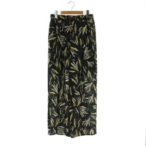 vingt-trois 24SS スリークボタニカルプリント ドロスト パンツ 38 黒 ブラック 黄色