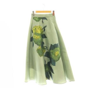 ELLIE ASYMMETRY PLEATS SKIRT スカート フレア ロング S カーキ /HK