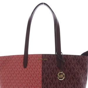 MICHAEL KORS 24年 JET SET TRAVEL ツートーン MKシグネチャー トートバッグ ハンドバッグ ロゴ エンジ