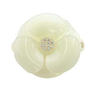 ラインストーン装飾 カメリア フラワー バレッタ アイボリー /SR37