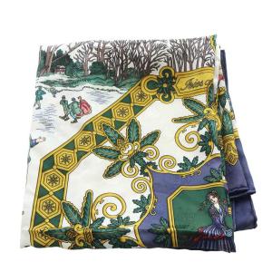 HERMES joies d hiver 冬の愉しみ スカーフ 総柄 シルク 青 ブルー カレ90 /SR27 OH