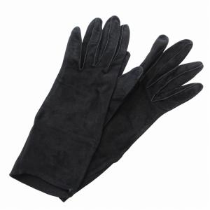 ニット切り替えスウェードグローブ 手袋 黒 ブラック /FF