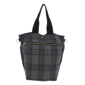 sacai ホリデーコレクション ZANTAN BAG トートバッグ チェック ボタニカル 黒 ブラック 紺 ネイビー