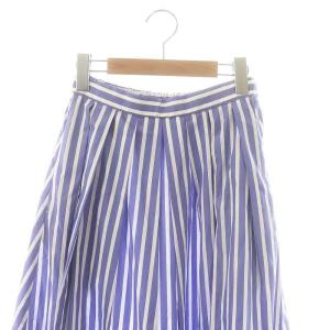 GALERIE VIE コットンシルクストライプイージースカート フレア ロング 32 ライトブルー /HK OS