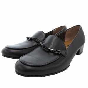 チェーンモチーフローファー シューズ レザー 24cm 黒 ブラック /FF