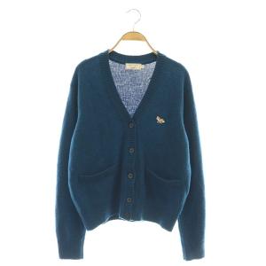 刺繍ニットカーディガン ウール S ブルー /CX OS
