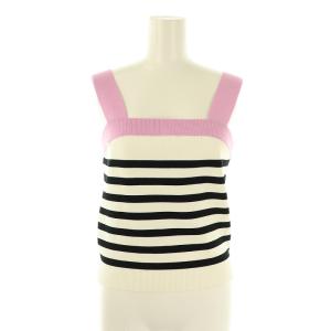 24SS 配色ニットキャミ カットソー ボーダー 36 ピンク オフホワイト ブラック /DO OS SH