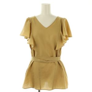 23SS カットアウトフリルトップ ブラウス 38 マスタード /DO OS