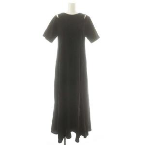 23AW 切替フレアカットワンピース マキシ ロング 半袖 36 黒 ブラック 0323332014 /AT
