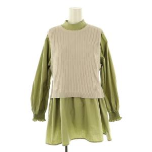 2点セット ドルマンベストニット ブラウス 36 ベージュ オリーブ /DO OS