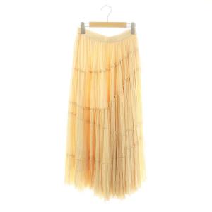 ティアードプリーツスカート マキシ ロング 36 クリーム色 0122121101 /AT OS SH