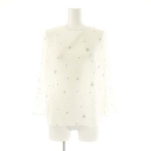 スター3D刺繍トップ ブラウス 長袖 38 ホワイト グレー /ES OS