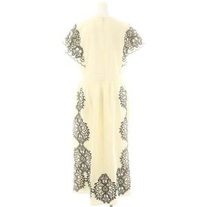 GRACE CONTINENTAL 24SS バイカラー刺繍コットンワンピース 38 アイボリー ブラック