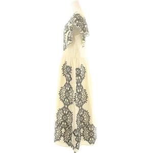 GRACE CONTINENTAL 24SS バイカラー刺繍コットンワンピース 38 アイボリー ブラック