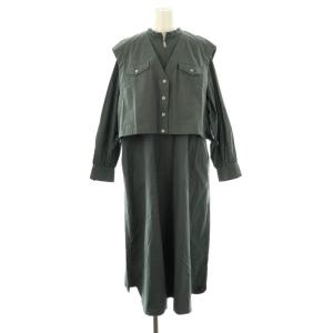 24SS コットンワッシャー2WAYジレセットワンピース M ブルーグレー /CX OS