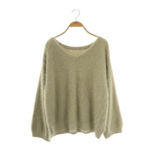 メランジフェザー2WAYニット セーター 長袖 Vネック ナイロン F グレージュ /NR OS