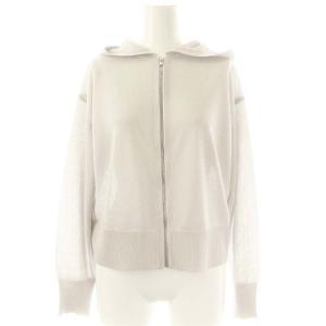 24AW Sheer Knit 2 Tiare ショートニットジップアップパーカー 38 ライトグレー
