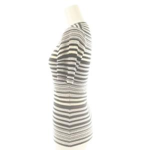 Theory 25SS Regal Wool Rib Stripe Tee リブニット プルオーバー 半袖 S ブラック