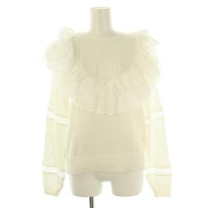 24SS レースフリルニット カットソー M 白 /MI OS