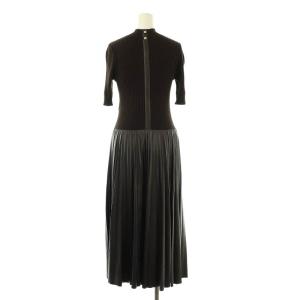 EPOCA 24AW La maglia プリーツコンビニットドレス ワンピース フェイクレザー 40 茶 /MI